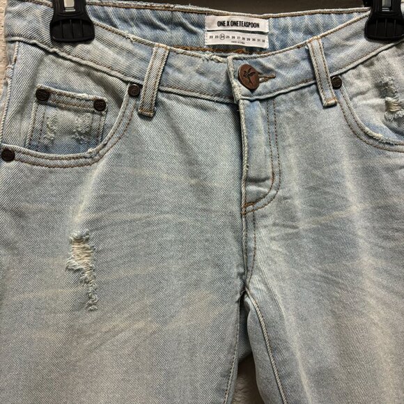 One Teaspoon Freebirds Womens Distressed Skinny Jeans Size 24 Light Wash Denim - Picture 7 of 11